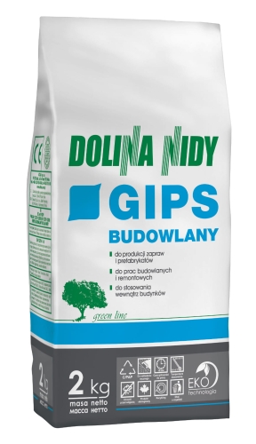 Gips Budowlany Dolina Nidy 2 kg szybkie trwałe i gładkie powierzchnie ścian