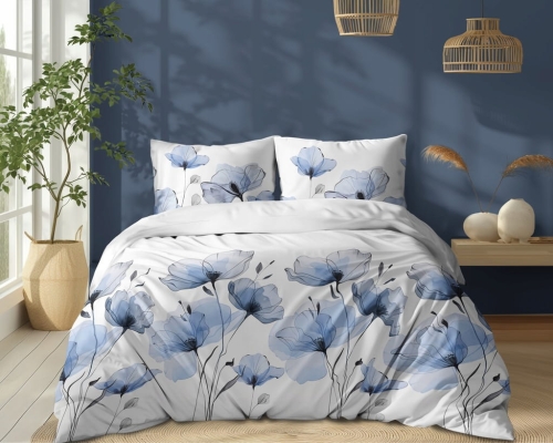 Pościel bawełniana 160x200 cm w kwiaty – komplet 3 el. Detexpol