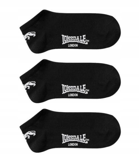 Skarpetki LONSDALE stopki czarne 3-pak 36-39 bawełniane sneakers