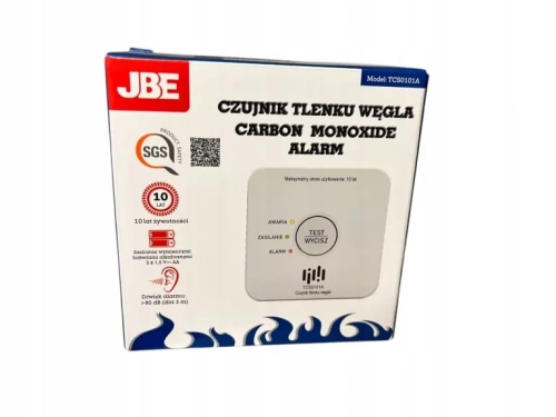 Czujnik czadu JBE TCS0101A – alarm tlenku węgla LED + dźwięk