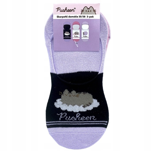 Zestaw damskich skarpetek Pusheen 3-pak pastelowy rozmiar 35–38