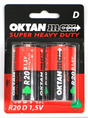 Baterie Oktan Max R20 D 1,5V – zestaw 2 sztuki