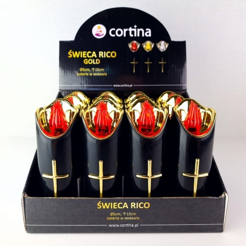 Świeca LED Rico 15 cm – czerwona, na baterie, ekologiczny wkład do zniczy