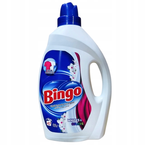 Bingo płyn do prania białych i kolorowych ubrań 2,6L – skuteczny i wydajny 47 prań