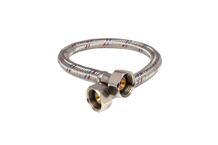 Wąż w oplocie stalowym Hydroland 1/2"x1/2" 40 cm – nakrętno-nakrętny