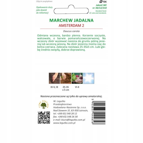 Marchew jadalna Amsterdam 2 6 g – wczesna i słodka odmiana