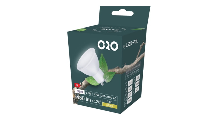Żarówka LED GU10 6,5W 3000K 430 lm 120° energooszczędna