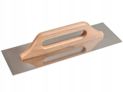 Paca nierdzewna gładka 380×130 mm – bukowy uchwyt, elastyczna, kwasoodporna