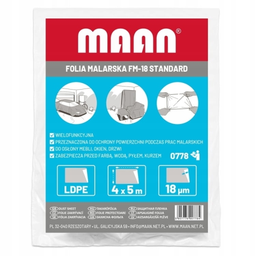 Folia malarska Maan 5 m x 4 m x 18 µm