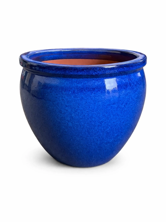 Błyszcząca niebieska doniczka porcelanowa.png