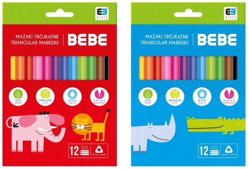 Flamastry-trojkatne-12-kolorow-BeBe-Interdruk