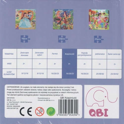 Puzzle QBI Układanka magnetyczna 25 elementów QBI księżniczki