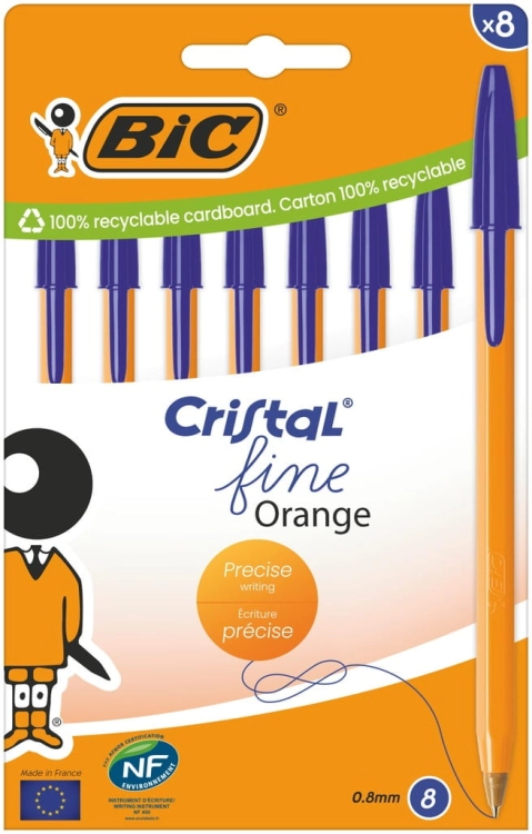 Zestaw 8 szt. długopisy niebieskie BIC line Orange