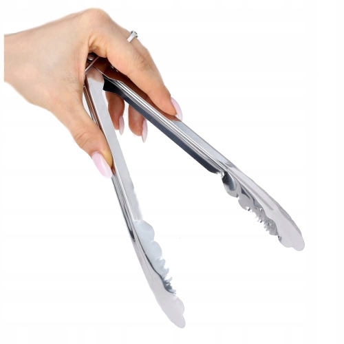 Metalowe szczypce do GRILLA 21,5cm kuchenne szczypce do mięs sałatek