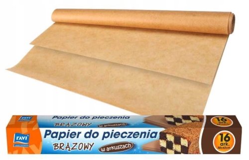 Papier do pieczenia Ravi 42 cm x 38 cm brązowy 16 arkuszy