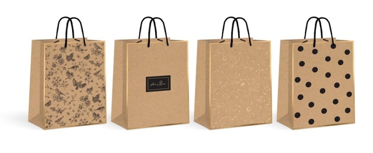 Torebka prezentowa ozdobna Interdruk Kraft Gold brązowa 33x10x46 cm
