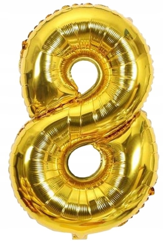 Balon foliowy cyfra 8 złota urodziny 82cm