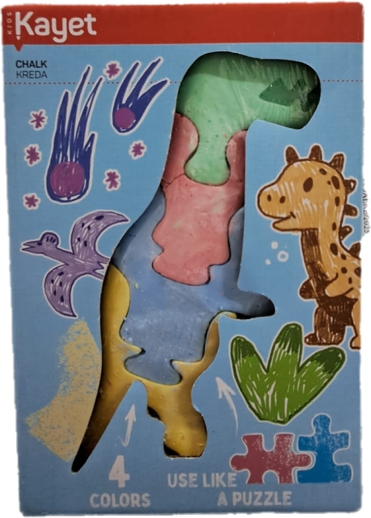 Kayet kreda Puzzle w kształcie dinozaura 4 kolory
