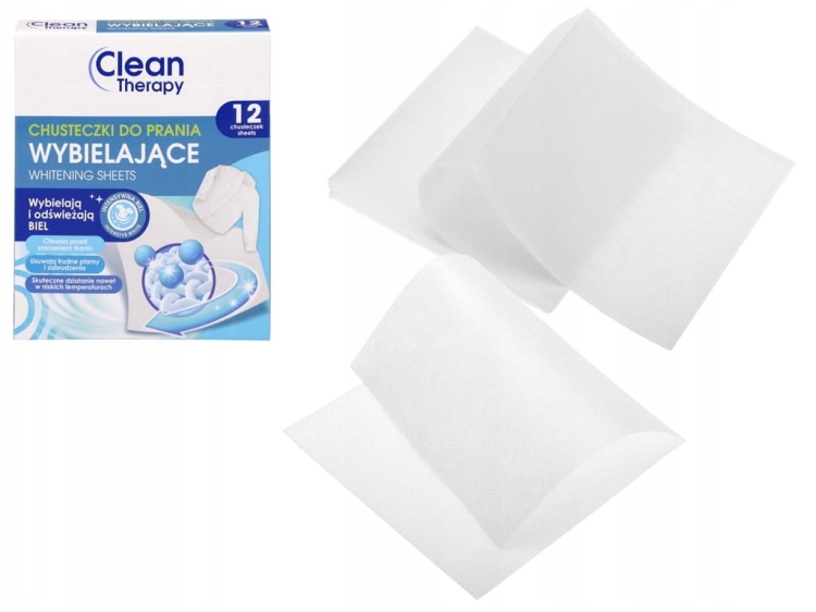 Chusteczki do prania wybielające clean therapy 12szt