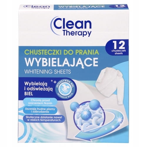 Chusteczki do prania wybielające clean therapy 12szt