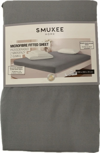 Prześcieradło Smukee 200x200x25 szare z mikrofazy