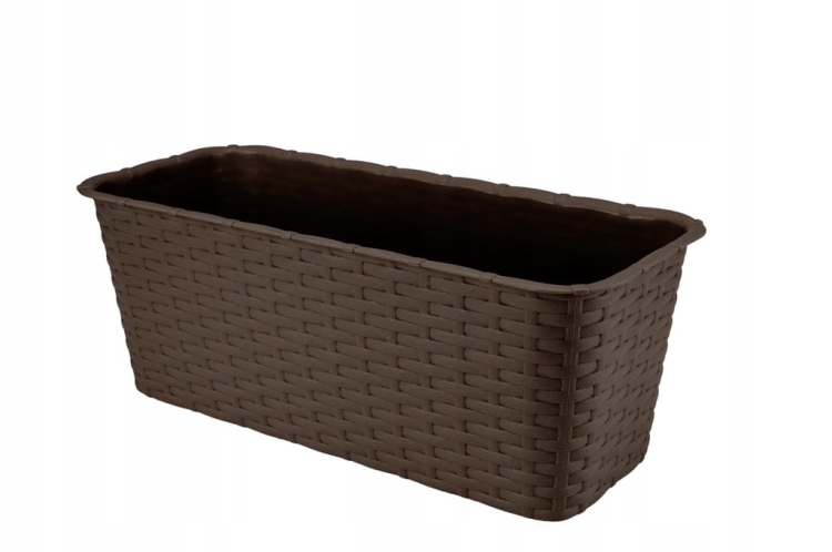 Skrzynka balkonowa 39 x 17 cm tworzywo sztuczne brązowa ala rattanowa