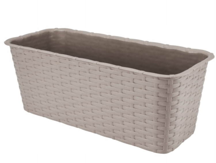 Skrzynka balkonowa 39 x 17 cm tworzywo sztuczne karmelowa ala rattanowa