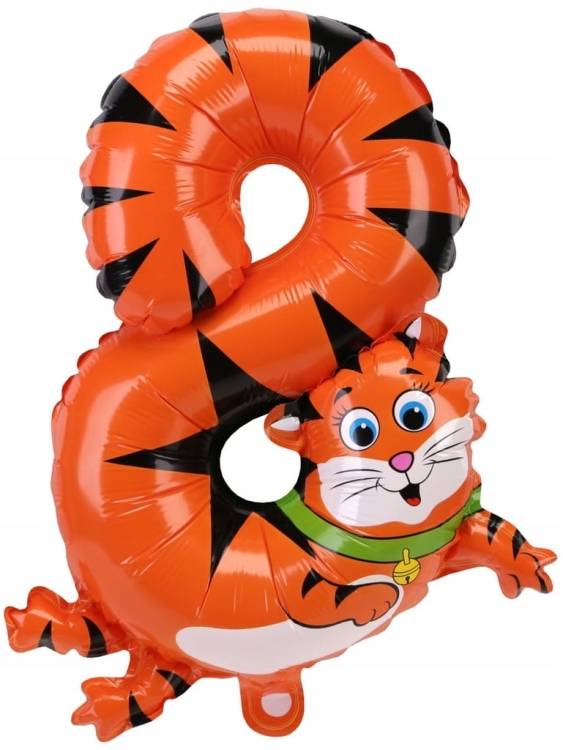 Balon foliowy urodziny party cyfra osiem 8 KOTEK
