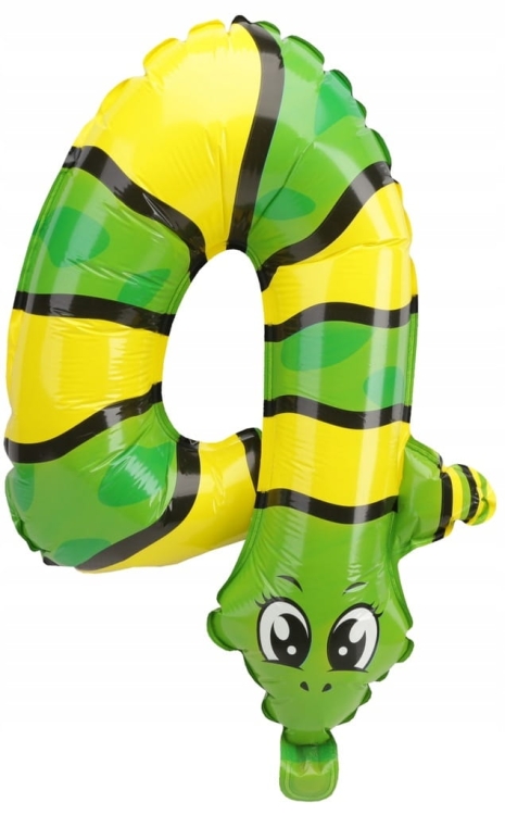Balon foliowy urodziny party cyfra czwórka 4 wąż