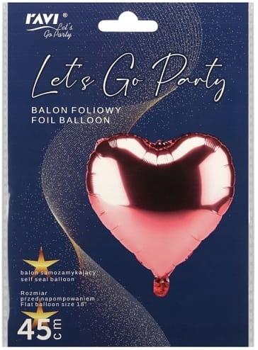 Balon foliowy różowe serce walentynki urodz. 45cm