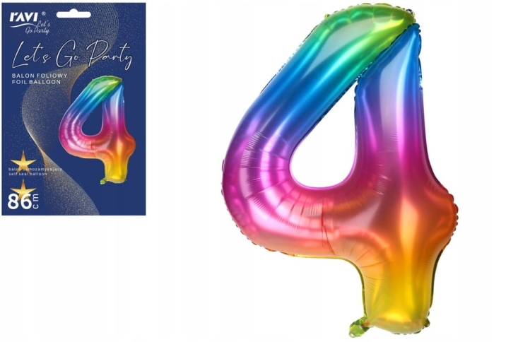 Balon foliowy na hel cyfra 4 kolor 86cm