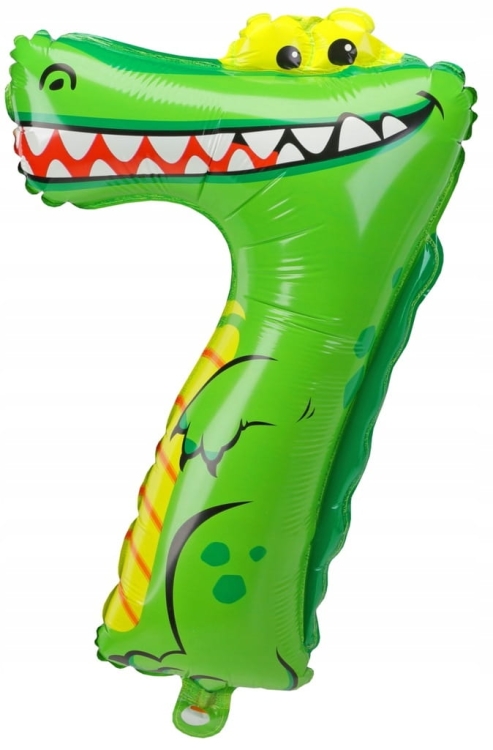 Balon foliowy urodziny party cyfra siedem 7 aligator
