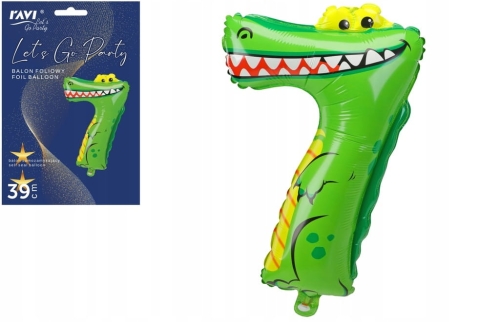 Balon foliowy urodziny party cyfra siedem 7 aligator