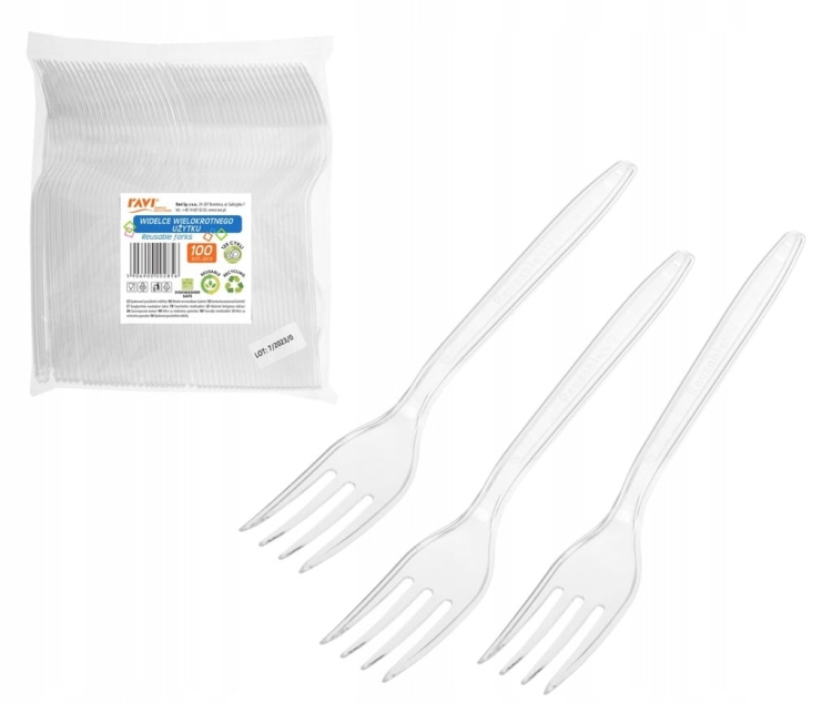 Widelce wielokrotnego użytku Ravi plastik 100szt
