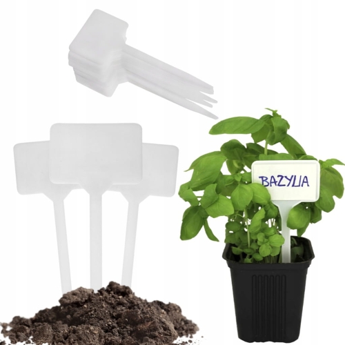 Etykiety rabatowe 16szt na rozsady tabliczki wbijane plastikowe białe 13cm