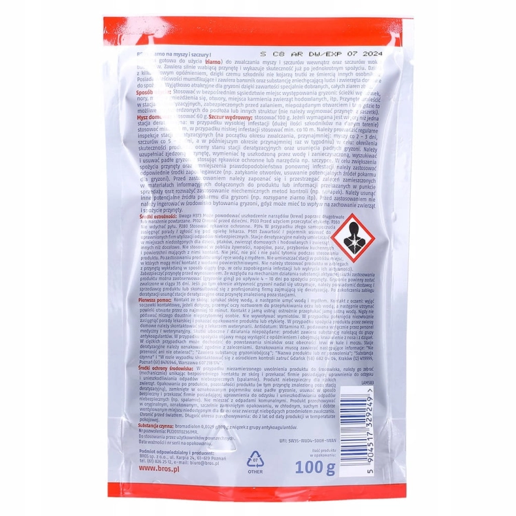Trutka przeciwko myszom, szczurom Bros 0,1 kg