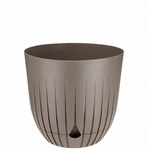 Doniczka ozdobna z tworzywa sztucznego Verdenia taupe 13 cm – lekka i trwała doniczka 13x13x12,5 cm