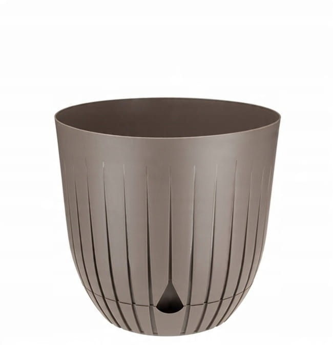 Doniczka ozdobna z tworzywa sztucznego Verdenia taupe 13 cm – lekka i trwała doniczka 13x13x12,5 cm