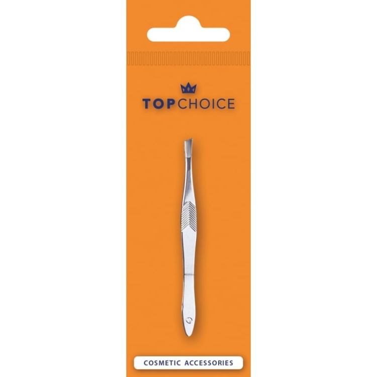 Top Choice Pęseta skośna stal nierdzewna 8,7 cm srebrna precyzyjna do brwi
