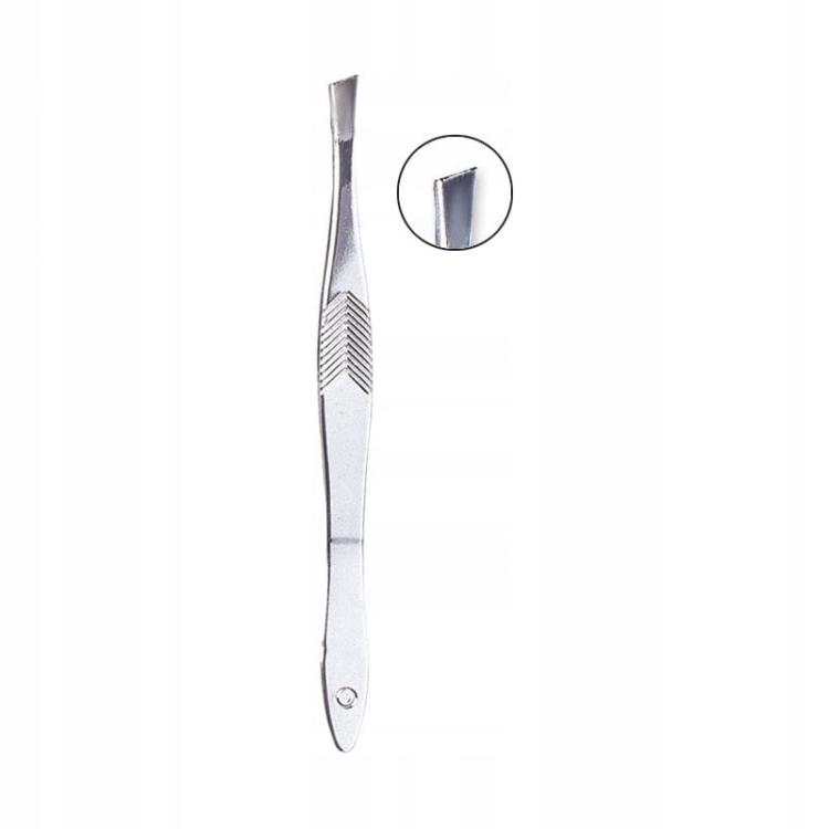 Top Choice Pęseta skośna stal nierdzewna 8,7 cm srebrna precyzyjna do brwi