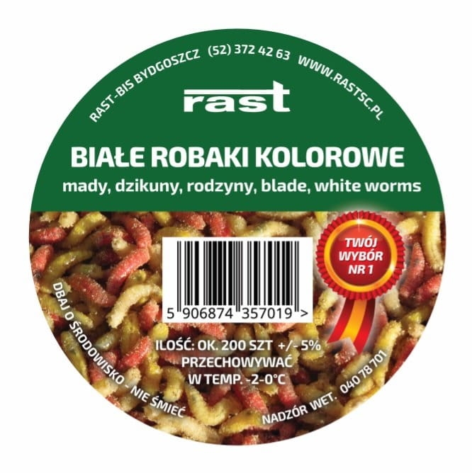 Robak RAST Kolorowy – Przynęta Wędkarska Żywa, Mix Kolorów