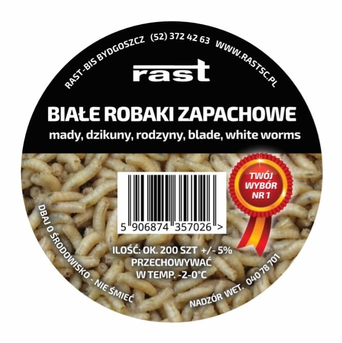 Robak RAST Biały Wanilia – Przynęta Wędkarska na Ryby, Aromat Waniliowy