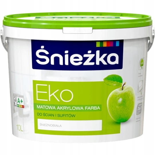 Śnieżka EKO – Hipoalergiczna Emulsja Akrylowa do Ścian i Sufitów 10L – Śnieżnobiała, Ekologiczna Farba