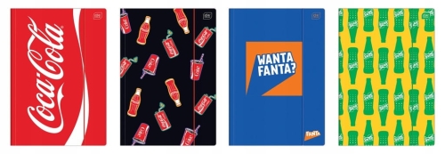 Teczka A4 z gumką Coca-Cola Interdruk kartonowa czarna MAT+UV 350g