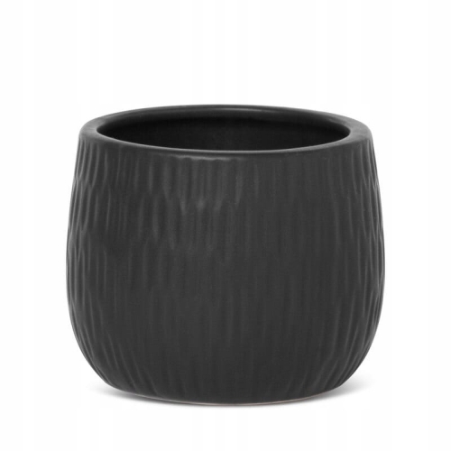 Donica dekoracyjna czarna 12x12x10 cm z glinki ceramicznej