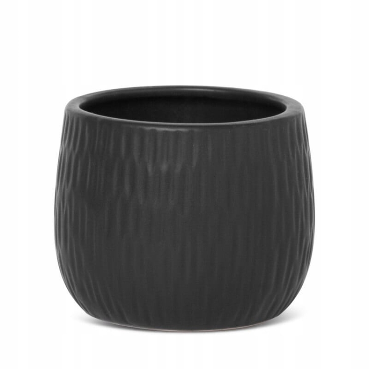 Donica dekoracyjna czarna 12x12x10 cm z glinki ceramicznej