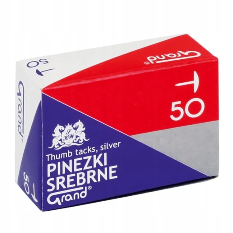 Pinezki biurowe srebrne galwanizowane – 50 szt.