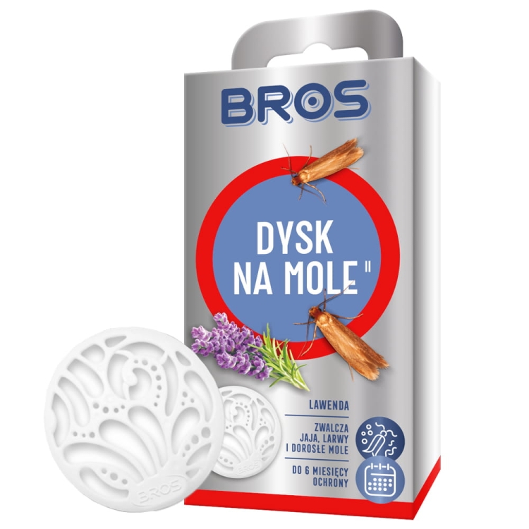BROS dysk lawendowy na mole odzieżowe – ochrona ubrań do 6 miesięcy