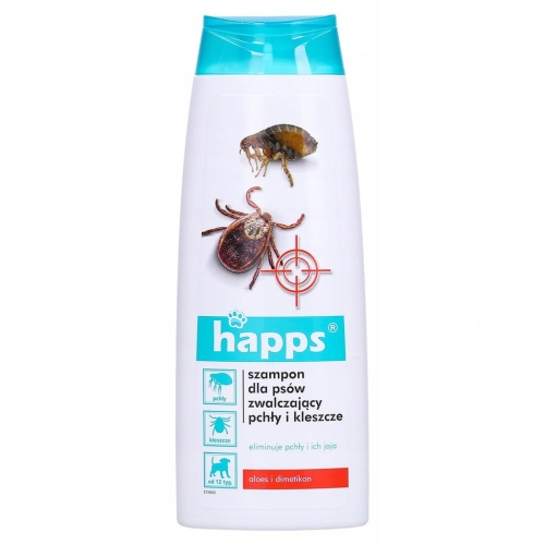 HAPPS szampon dla psów 250 ml – zwalcza pchły i kleszcze, bez chemii