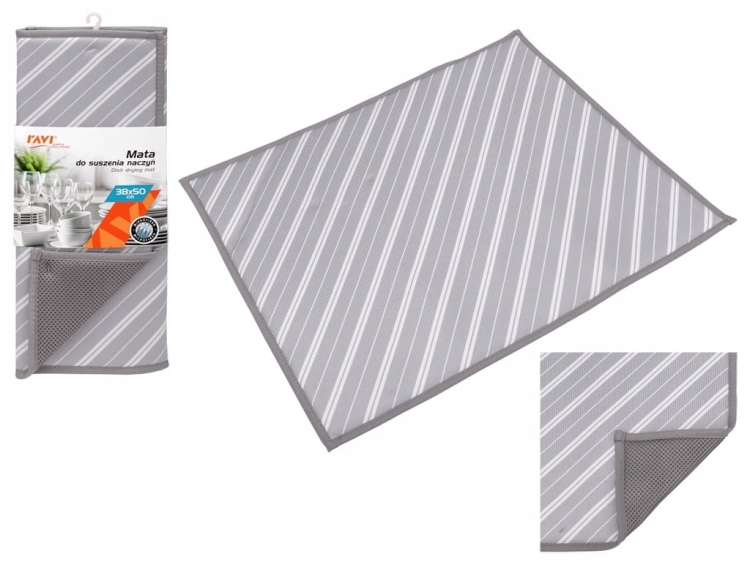 Mata do suszenia naczyń mikrofibra RAVI szaro-biała 50x38 cm